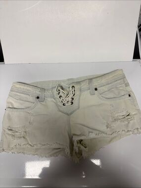 Women's Lace-Up Distressed Denim Shorts - CARMAR Size 26 - LIKE NEW